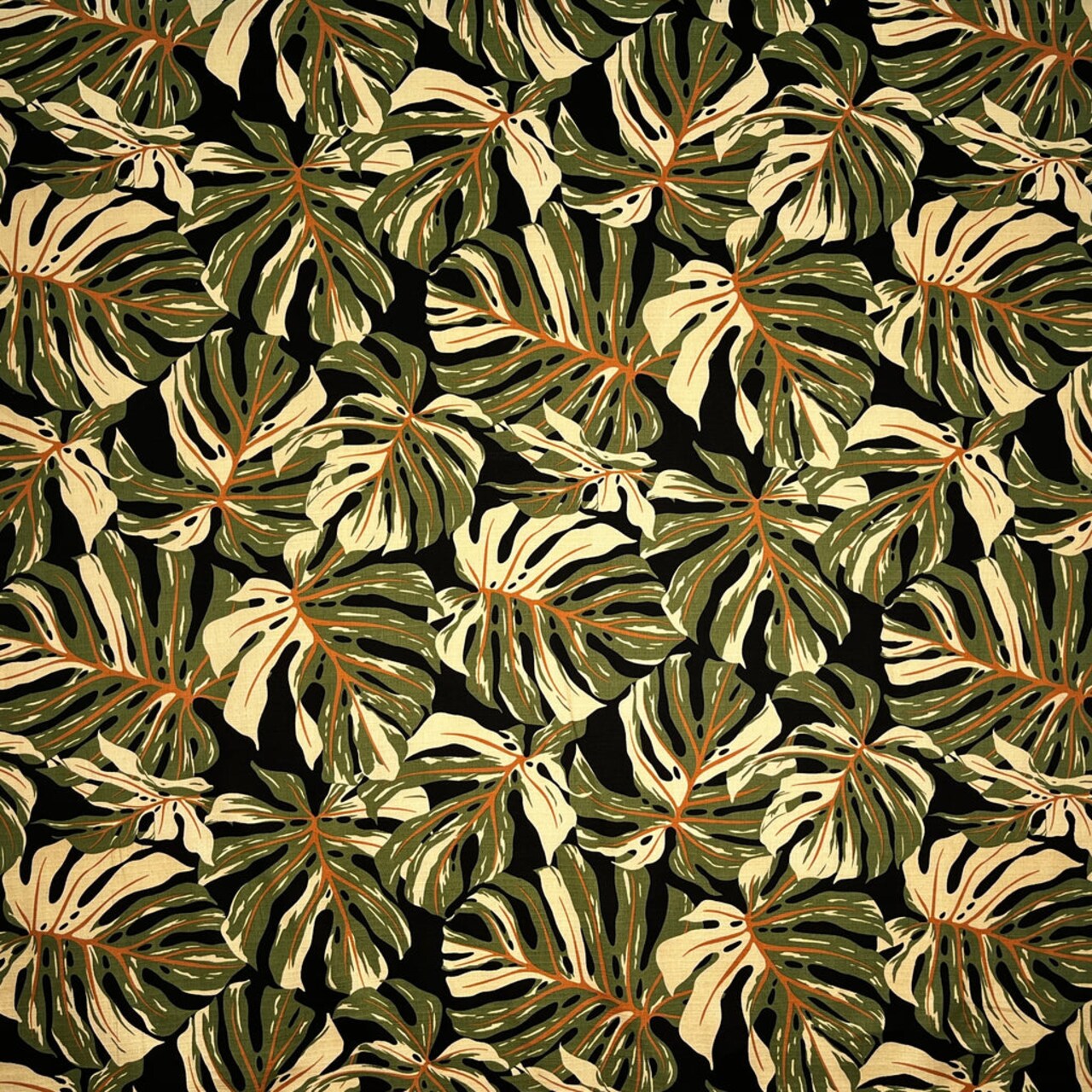 1 Yard Multicolor Monstera Leaves Light Barkcloth Cotton Fabric